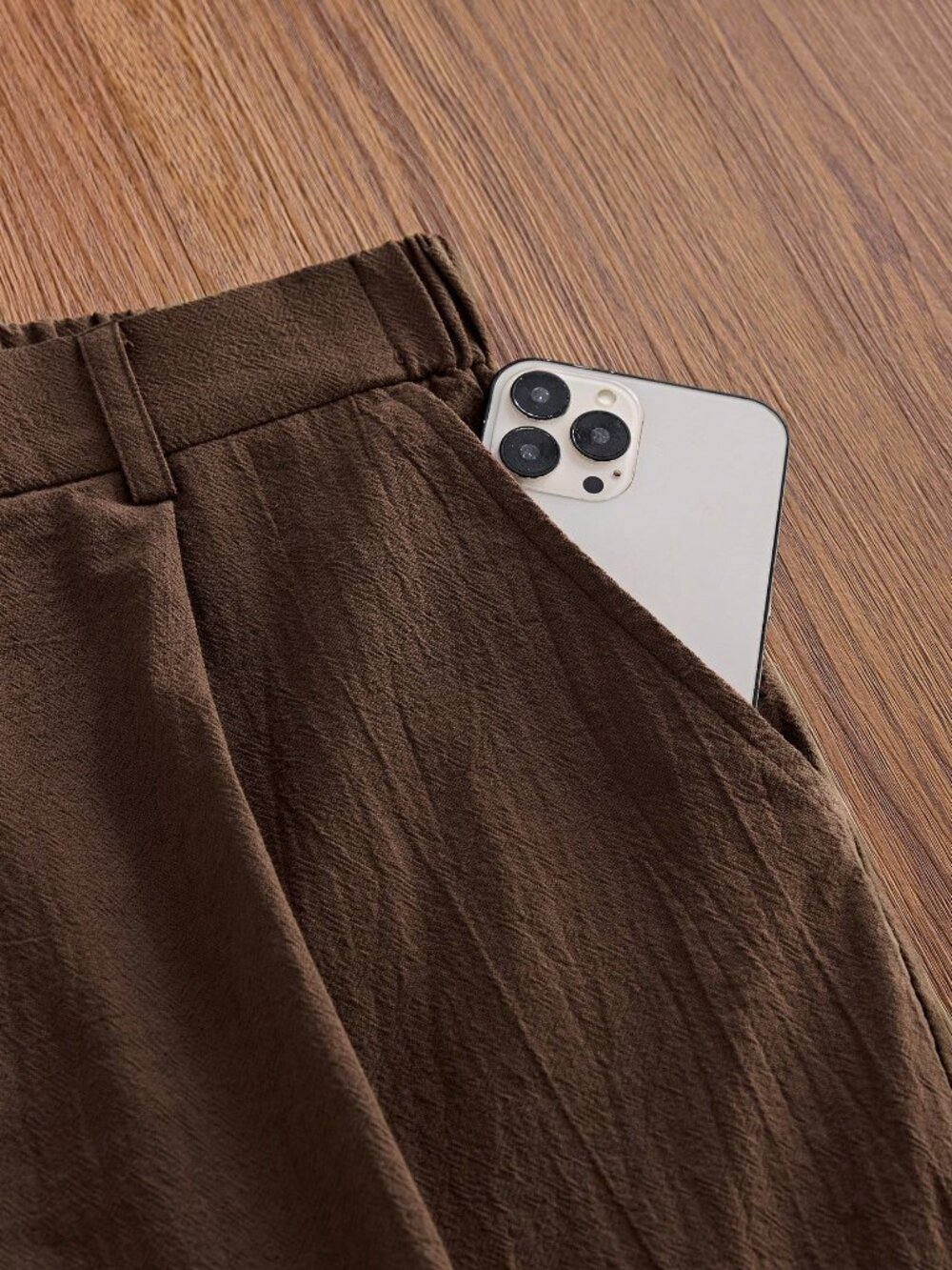 Coffee Brown Casual Men's Button Pocket Business Office Suit Pants - Picture 6 of 6